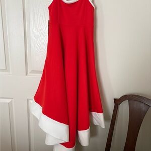 Anthropologie Red and White High Low Dress